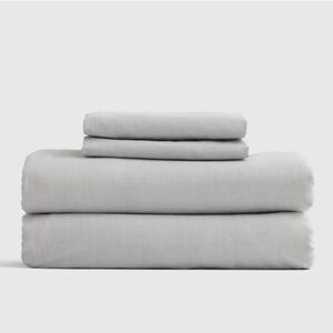 NWOT QUINCE Mongolian Cashmere Cotton Sheet Set Twin Grey 10